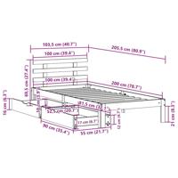 Bedframe met lades massief grenenhout wasbruin 100x200 cm - thumbnail