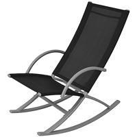 Tuinschommelstoelen 2 st staal en textileen zwart - thumbnail