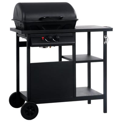 Gasbarbecue met 3-laags zijtafel zwart Gasbarbecue met 3-laags zijtafel zwart