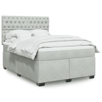 Boxspring met matras fluweel lichtgrijs 140x190 cm - thumbnail