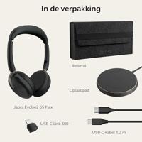 Jabra Evolve2 65 Flex Headset Bedraad en draadloos Hoofdband Kantoor/callcenter Bluetooth Zwart - thumbnail