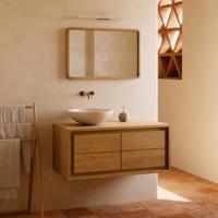 Kave Home Badkamermeubel 'Kenta' Teakhout, kleur Naturel, 90cm (excl. waskom) - thumbnail