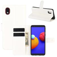 Voor Samsung Galaxy A01 Core / M01 Core Litchi Texture Horizontale Flip Beschermhoes met Holder & Card Slots & Wallet(Wit) - thumbnail