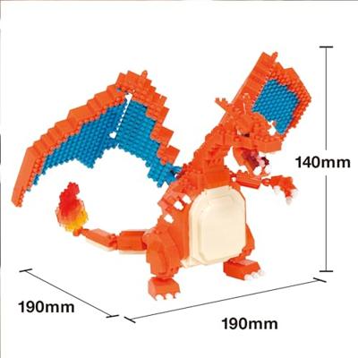 Pokémon Charizard Figuur - BANDAI - Nanoblock - Baksteen Figuur 860 stuks - Bouwpakket - NBPM80