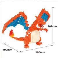 Pokémon Charizard Figuur - BANDAI - Nanoblock - Baksteen Figuur 860 stuks - Bouwpakket - NBPM80 - thumbnail
