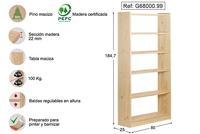 Boekenwinkel Astigarraga Gala Natuurlijk Pijnboom 184 x 80 x 25 cm 6 Planken - thumbnail