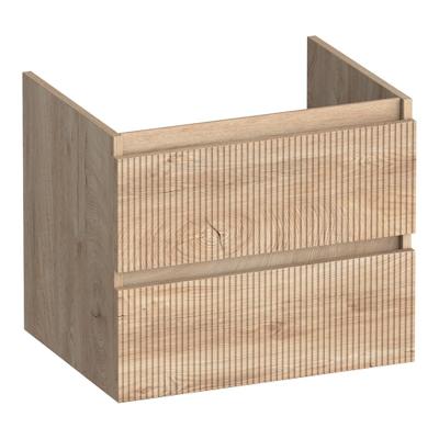 Brauer Joy Wavy - Onderkast - 60 cm - met 2 Softclose Lades Greeploos en 1 Sifon Uitsparing - Forest Wheat