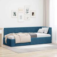 Hoekbedframe met hoofdeinde Blauw 80 x 200 cm Fluweel - thumbnail