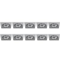 Spot Armatuur 10 Pack - Pragmi Borny Pro - GU10 Inbouwspot - Vierkant - Zilver - Aluminium - Kantelbaar - 92mm - thumbnail