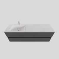 Badkamermeubel Solid Surface BWS Oslo 150x46 cm Links Mat Antraciet (met 1 kraangat) - thumbnail