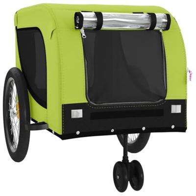 VidaXL Hondenfietstrailer oxford stof en ijzer groen en zwart - thumbnail