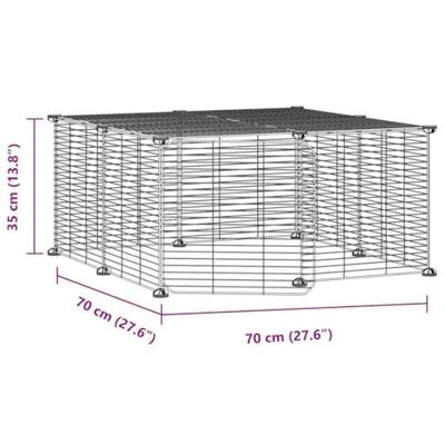 VidaXL Huisdierenkooi met deur 12 panelen 35x35 cm staal zwart