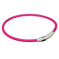 Trixie lichtgevende halsband hond flash usb tpu / nylon roze - thumbnail