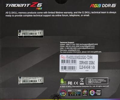 G.Skill Trident Z RGB F5-6000J3040G32GX2-TZ5RK 2x32GB 6000Mhz CL30 RGB Black G.Skill Trident Z RGB F5-6000J3040G32GX2-TZ5RK 2x32GB 6000Mhz CL30 RGB Black