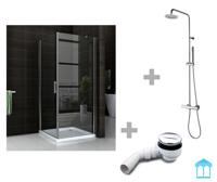 Wiesbaden Swingdeur Zijwand UNI 90x90x200 cm Chroom 8 mm NANO - thumbnail