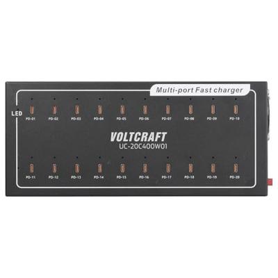 VOLTCRAFT UC-20C400W01 USB-oplader 400 W 20x USB-C USB PD Zwart Binnen USB Power Delivery (USB-PD)
