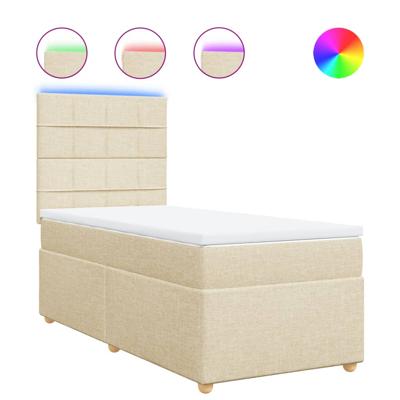 Boxspring met matras stof crèmekleurig 120x200 cm - thumbnail