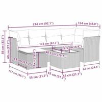 7-delige Loungeset met kussens poly rattan bruin - thumbnail