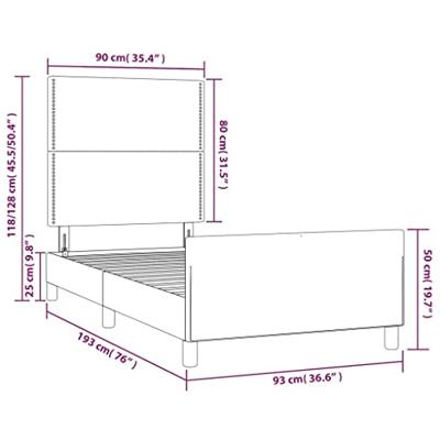 Bedframe zonder matras 90x190 cm stof donkerbruin Bedframe zonder matras 90x190 cm stof donkerbruin