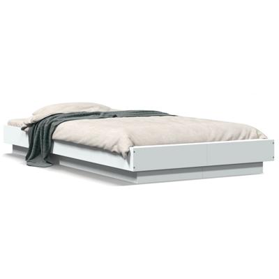 Bedframe bewerkt hout wit 135x190 cm - thumbnail