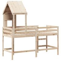 Halfhoogslaper met ladder en bedhuis grenenhout 90x200 cm - thumbnail