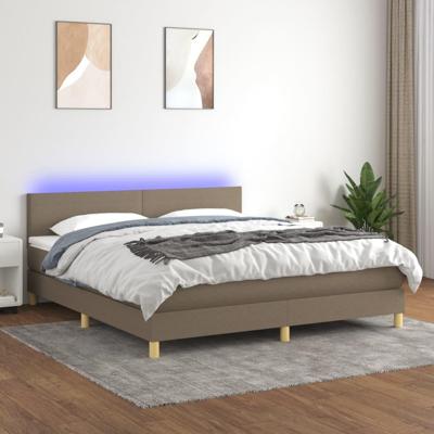 Boxspring met matras en LED stof taupe 180x200 cm