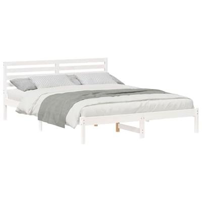 Bedframe met hoofdeinde Wit 160 x 210 cm Massief grenenhout Bedframe met hoofdeinde Wit 160 x 210 cm Massief grenenhout