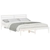 Bedframe met hoofdeinde Wit 160 x 210 cm Massief grenenhout - thumbnail