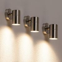 Set van 3 Mason - LED Wandlampen - 4 Watt 345 Lumen - 4000K neutraal wit - GU10 - Dimbaar - IP44 waterdicht - Industriële wandlamp - Voor binnen en buiten - RVS - thumbnail