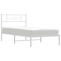 Bedframe met hoofdbord metaal wit 90x200 cm - thumbnail