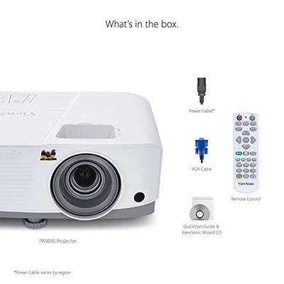 Viewsonic PA503S Beamer DLP 3600 ANSI-lumen 800 x 600 SVGA 3D ready, Automatische keystone-correctie, Short throw, VGA-ingang