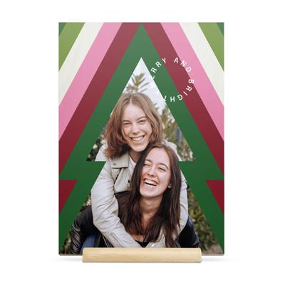 Gepersonaliseerde houten kerstkaart - Verticaal
