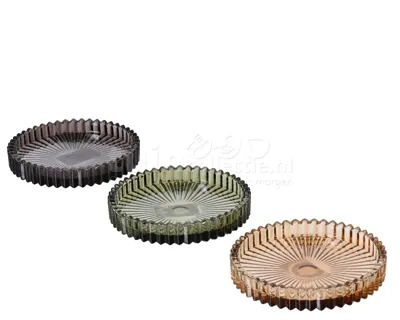Kandelaar Ribbel Glas Ø10cm Assorti 1st