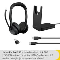 Jabra Evolve2 55 Headset Bedraad en draadloos Hoofdband Kantoor/callcenter Bluetooth Oplaadhouder Zwart - thumbnail