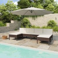 6-delige Loungeset met kussens poly rattan bruin - thumbnail
