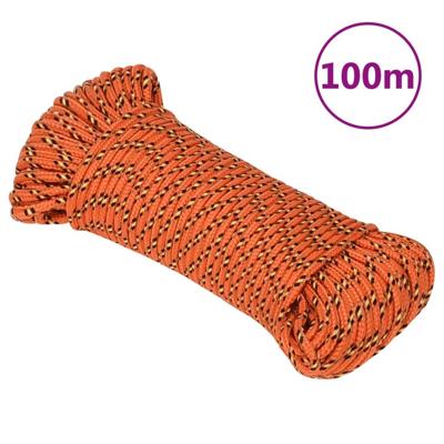 VidaXL Boottouw 3 mm 100 m polypropyleen oranje VidaXL Boottouw 3 mm 100 m polypropyleen oranje