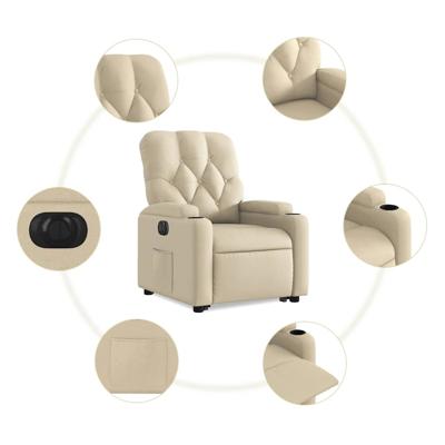 Sta-op-massagestoel elektrisch verstelbaar stof crèmekleurig
