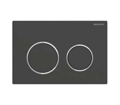 Drukplaat Geberit Omega 20 voor 2-toets Spoeling Glansverchroomde Ringen Mat Zwart Drukplaat Geberit Omega 20 voor 2-toets Spoeling Glansverchroomde Ringen Mat Zwart