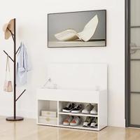 VidaXL Schoenenbank 80x30x45 cm bewerkt hout hoogglans wit - thumbnail