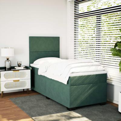 Boxspring met matras fluweel donkergroen 160x200 cm - thumbnail