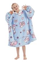 Draagbare deken met capuchon & mouwen - kind - olifanten - thumbnail