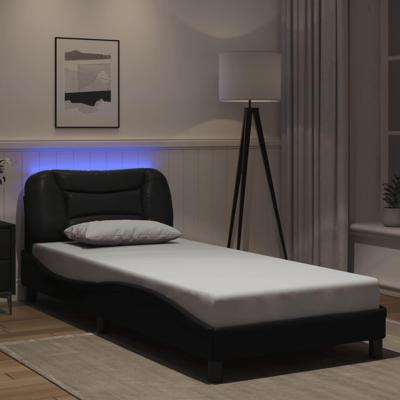 Bedframe met LED-verlichting kunstleer zwart 80x200 cm