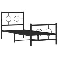 Bedframe met hoofd- en voeteneinde metaal zwart 75x190 cm - thumbnail