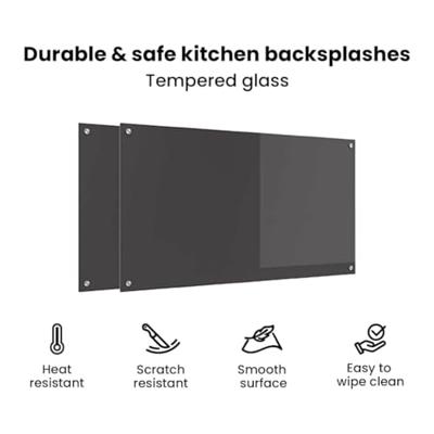 VidaXL Keuken spatscherm 2 pcs donkergrijs 110 x 60 cm gehard glas