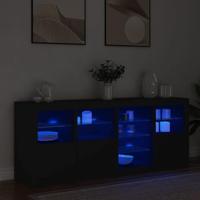 Dressoir met LED-verlichting 164x37x67 cm zwart - thumbnail