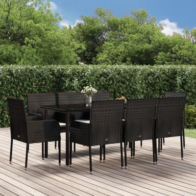 9-delige Tuinset poly rattan zwart