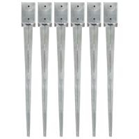 Grondpinnen 6 st 9x9x90 cm gegalvaniseerd staal zilverkleurig - thumbnail