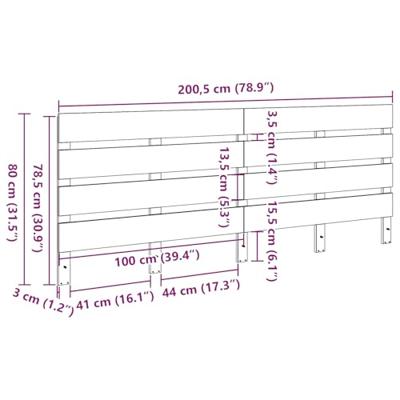Hoofdbord Wasbruin 200.5 x 3 x 80 cm Massief grenenhout