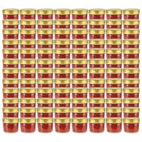 VidaXL Jampotten met goudkleurige deksels 96 st 110 ml glas - thumbnail