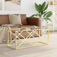 Salontafel 110x45x45 cm roestvrij staal en glas - thumbnail